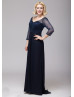 Navy Blue Pearls Mother Of The Bride Dress